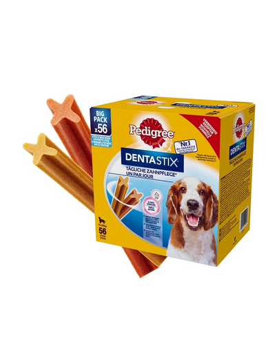 PEDIGREE DentaStix (średnie rasy) przysmak dentystyczny dla psów 56 szt. - 8x180g