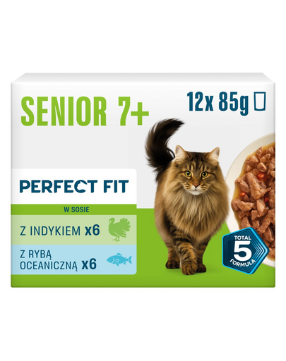 PERFECT FIT Senior 7+ Mix de arome 12 x 85 g hrană umedă pentru pisici senior