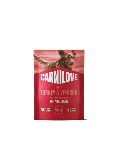 CARNILOVE Dog Pouch Pate hrană pentru câini adulți, curcan și vânat 300 g