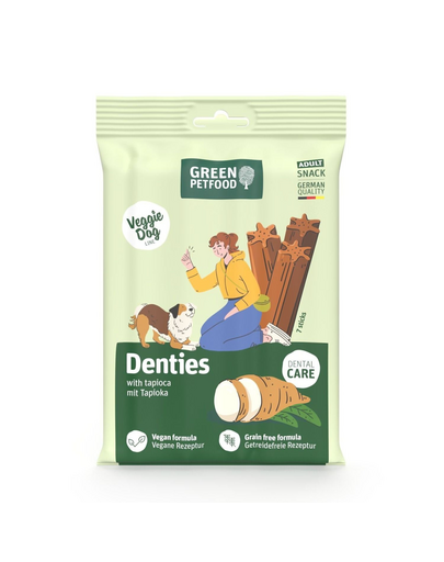 GREEN PETFOOD Denties with Tapioca batoane dentare vegane pentru câini, cu tapioca, fără cereale, 180 g