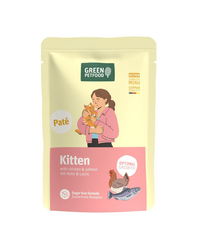 GREEN PETFOOD Kitten Pate cu pui și somon 85 g pate pentru pisoi