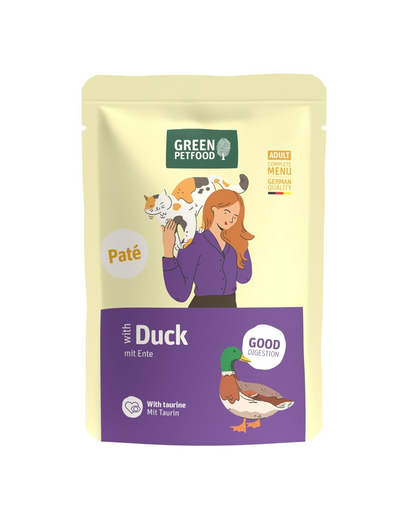 GREEN PETFOOD Cat Paté cu rață 85 g cu rață și taurină, pate pentru pisici