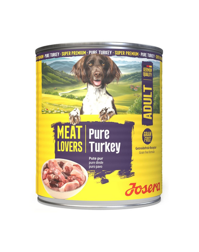 JOSERA Meat Lovers Pure Turkey cu curcan 800 g hrană umedă monoproteică fără cereale pentru câini adulți