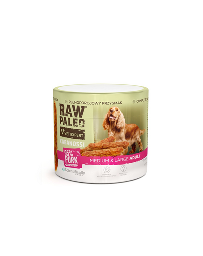 RAW PALEO Cabanossi Pork Medium Large cârnăciori câini medii și mari, cu porc 100 g