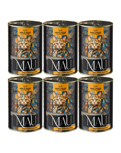 MAU Pate & Filet Curcan cu unt de arahide 6x400 g hrană umedă pentru pisici