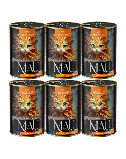MAU Pate & Filet Rață cu mango și măceșe 6x400 g hrană umedă pentru pisoi