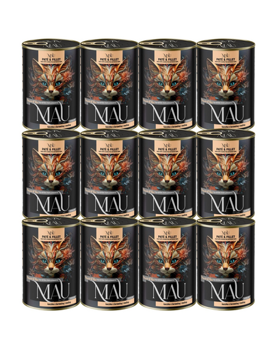 MAU Pate & Filet Rață cu merișor și melisă 12x400 g hrană umedă pentru pisici sterilizate