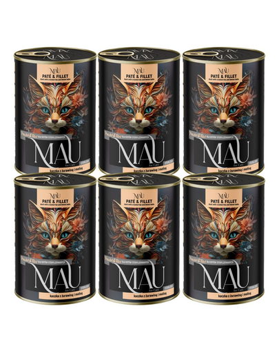MAU Pate & Filet Rață cu merișoare și melisă 6x400 g hrană umedă pentru pisici sterilizate