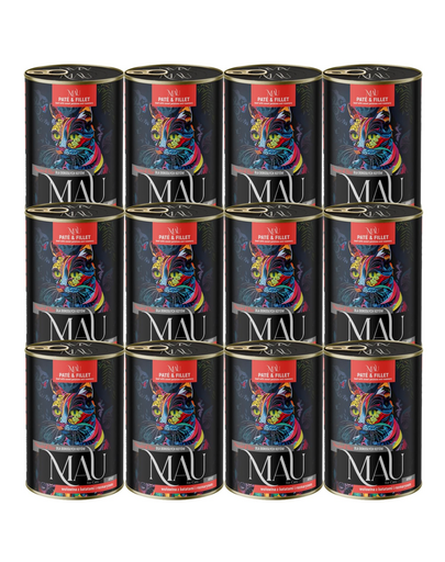 MAU Pate & Filet Vită cu cartofi dulci și rozmarin 12x400 g hrană umedă pentru pisici