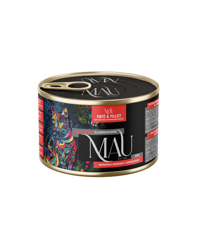MAU Pate & Filet hrană pisici adulte, cu vită, cartof dulce și rozmarin 185 g