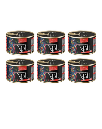 MAU Pate & Filet Vită cu cartofi dulci și rozmarin 6x185 g hrană umedă pentru pisici
