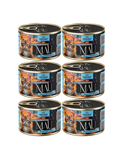 MAU Pate & Filet Sebastă cu violetă tricoloră 6x185 g hrană umedă pentru pisici