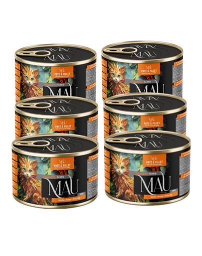 MAU Pate & Filet Rață cu mango și măceșe 6x185 g hrană umedă pentru pisoi