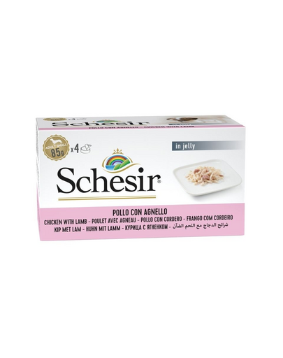 SCHESIR hrană pentru câini cu pui și miel în jeleu 4x85 g
