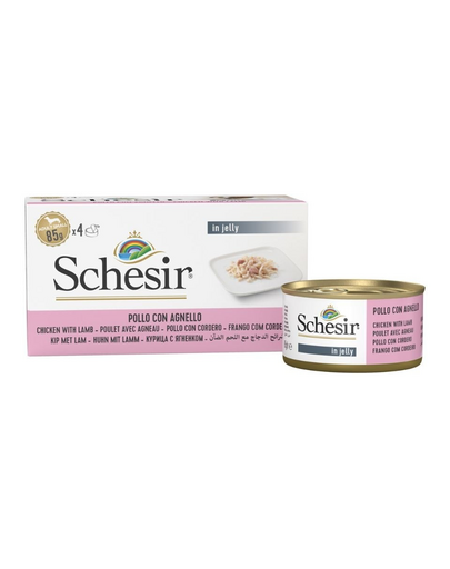 SCHESIR hrană pentru câini cu pui și miel în jeleu 4x85 g