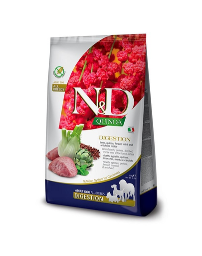 FARMINA N&amp;D Quinoa Dog Adult medium maxi Digestion Lamb, fennel 2,5 kg Hrana pentru caini talie medie si mare cu tulburari digestive, cu miel si fenicul