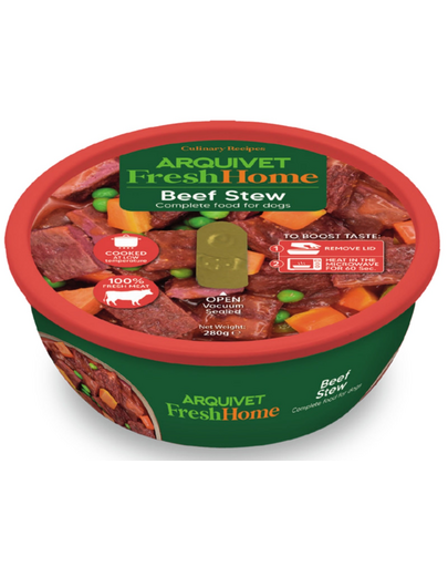 ARQUIVET Fresh Home hrană umedă monoproteică pentru câini adulți, cu vită și legume 280 g