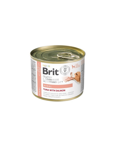 BRIT Veterinary Diet Grain Free Renal 12x200 g hrană umedă dietetică pentru câini cu insuficiență renală, cu ton și somon