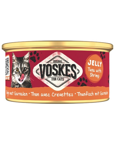 VOSKES Jelly Tuna with Shrimp 85 g hrană complementară pentru pisici, 100% ton cu creveți în jeleu