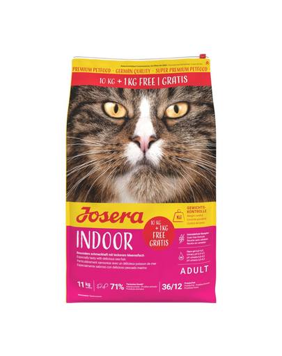 JOSERA Indoor Cat 10kg+1kg cu pește hrană pisici interior și sterilizate