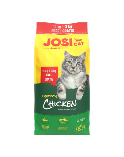 JOSERA JosiCat Crunchy Chicken cu pui 15 kg + 3 kg hrană uscată pisici adulte