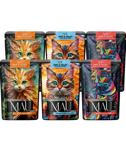MAU Pate & Filet Mix 6x85 g hrană pentru pisici, cu sebastă, vită și curcan