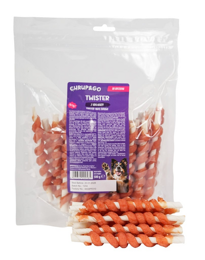 CHRUP&GO Twister 24x500 g recompense pentru câini, cu iepure