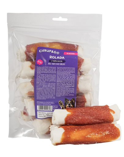 CHRUP&GO Ruladă 24x500 g recompense pentru câini, cu piept de rață