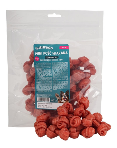 CHRUP&GO Mini 24x500 g recompense pentru câini, os înnodat cu piept de rață