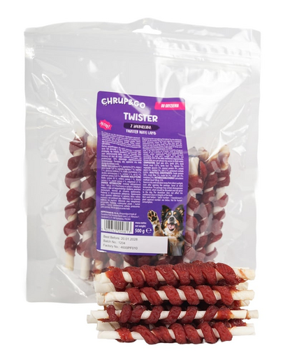 CHRUP&GO Twister 24x500 g recompense pentru câini, cu miel