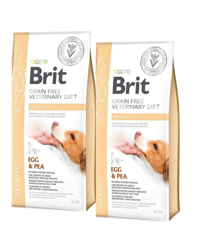 BRIT Veterinary Diet Dog Hepatic 2x12 kg hrană dietetică pentru câini cu afecțiuni hepatice