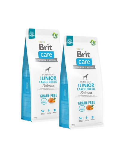 BRIT Care Grain-Free Junior Large Breed 2x12 kg hrană câini juniori de talie mare, cu somon