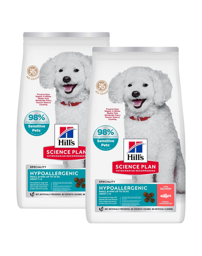 HILL'S Science Plan Adult Small &amp; Mini Hypoallergenic Salmon 2x6 kg hrană hipoalergenică pentru câini adulți de talie mică, cu somon