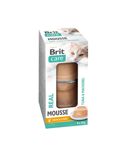 BRIT Care Cat Mousse Real Tuna and Mackerel 6x25 g hrană pentru pisici, mousse cu ton și macrou