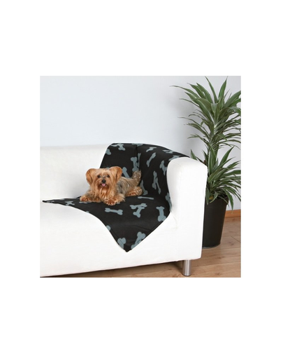 TRIXIE Pătură 100 x 70 cm negru cu oase gri