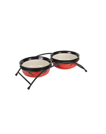 TRIXIE Boluri ceramice pe suport 250 ml/12.5 cm roșu