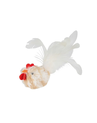 TRIXIE Jucărie cocoș alb cu pene (cu sunet) 8 cm