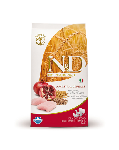 Farmina n&d dog low-grain cu pui și rodie 2.5 kg