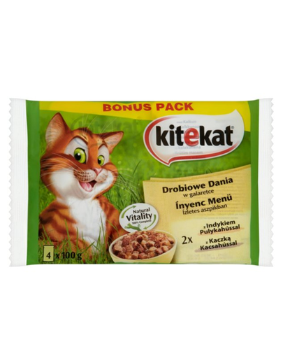KITEKAT Specialități pasăre 4 x 100 g bonus pack