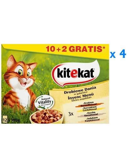 KITEKAT Hrană umedă Specialități pasăre 12x100 g x4