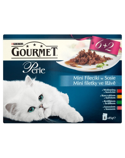 Gourmet Perle 8 x 85 g mix mini fileuri cu vită în sos