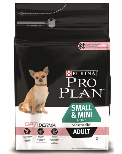PURINA PRO PLAN Small & Mini Adult Sensitive Skin hrană câini adulți talie mică, cu somon 3 kg