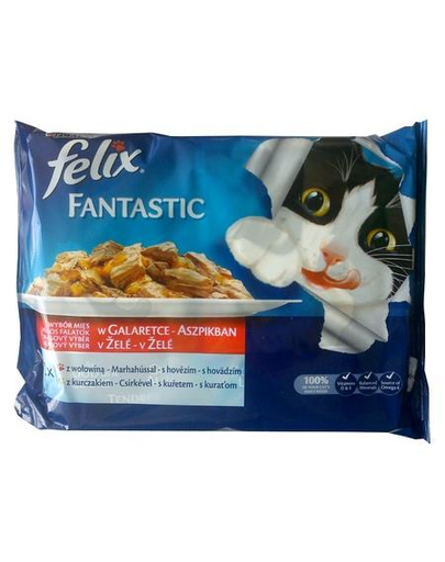 FELIX Fantastic mix carne 4x100 g: vită pui