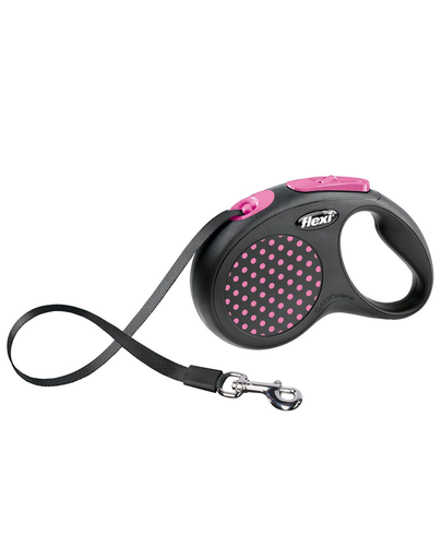 FLEXI Lesă Design M-L bandă 5 M roz