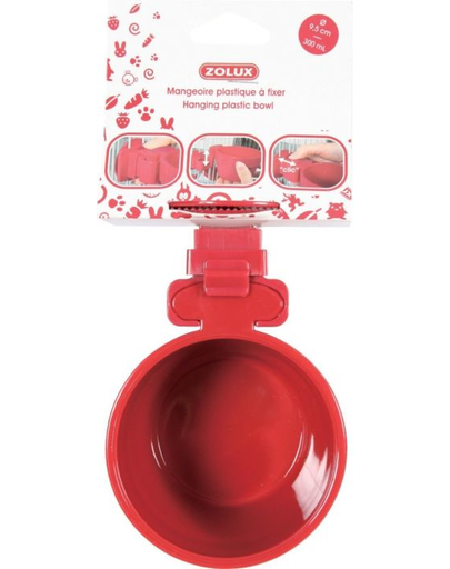 ZOLUX Bol plastic suspendat dia. 9,5 cm culoare roșu