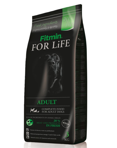 FITMIN Dog for life- Hrana uscata caini adulti, cu pui si ficat 3 kg