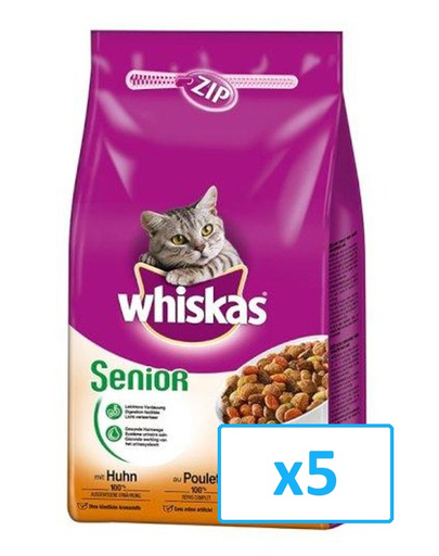 WHISKAS Senior cu pui 5 x 800g