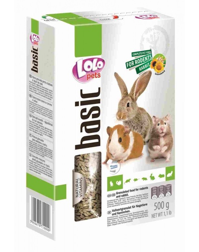 LOLO PETS Mâncare granule pentru hamster și porcușori de guinea 500 g