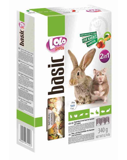 LOLO PETS Mâncare 2in1 fructe și legume pentru hamster și iepure 340 g