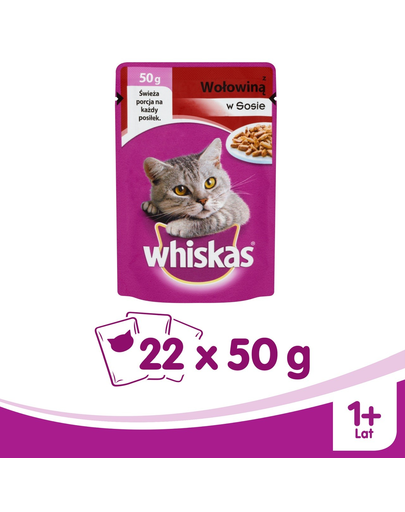 WHISKAS Mini cu vită 50 g x22